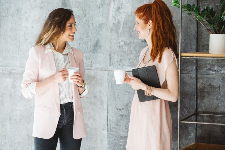 Two women talking